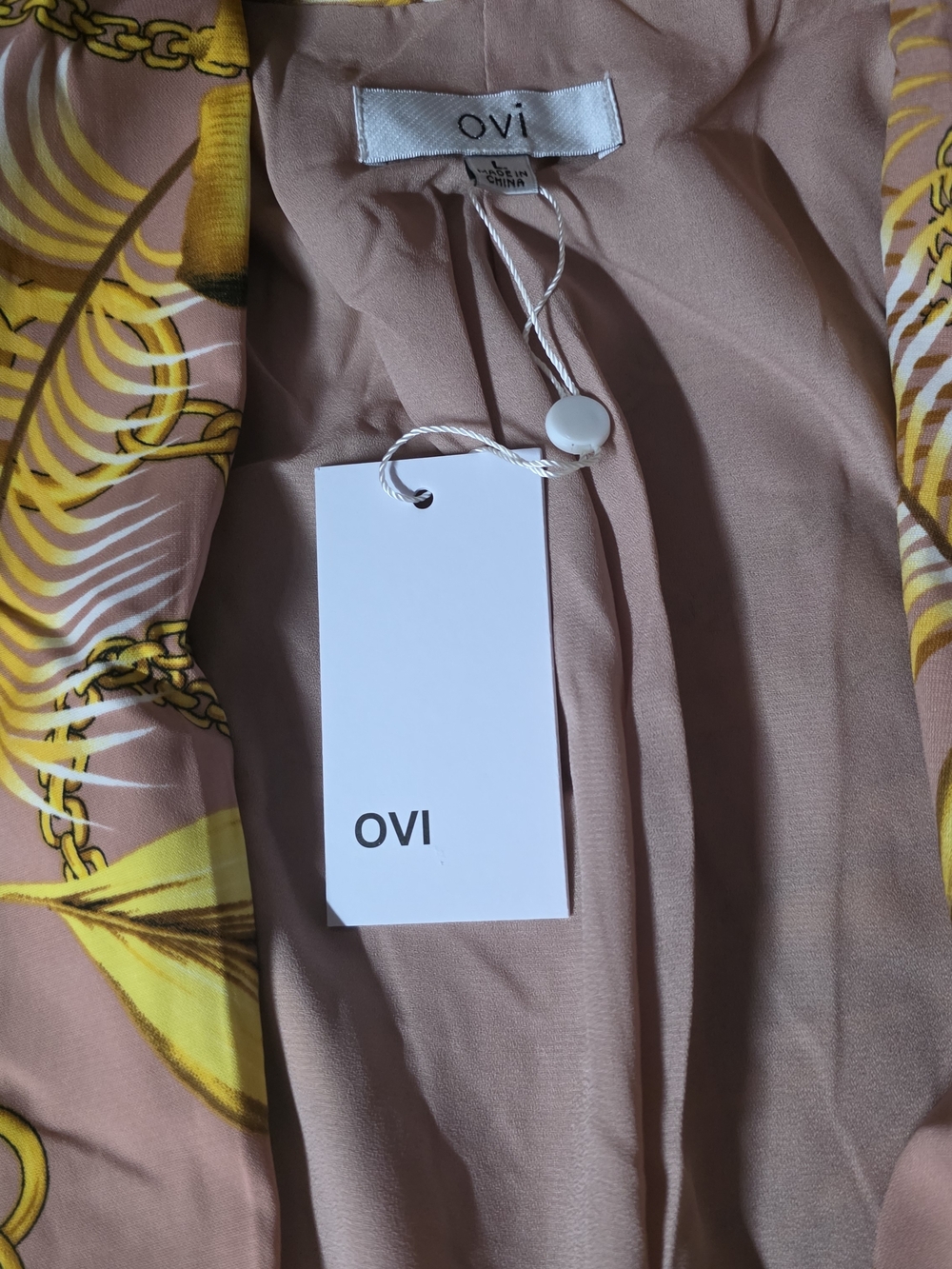 NWT Ovi Printed Pink & Gold Chain-Accent Blazer S/M/L - Picture 5 of 6